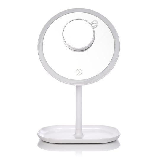 BRITE Light Rechargeable Mirror with Storage Tray and Magnifying Mirror