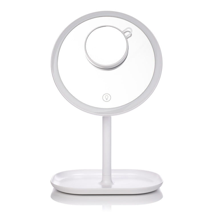 BRITE Light Rechargeable Mirror with Storage Tray and Magnifying Mirror