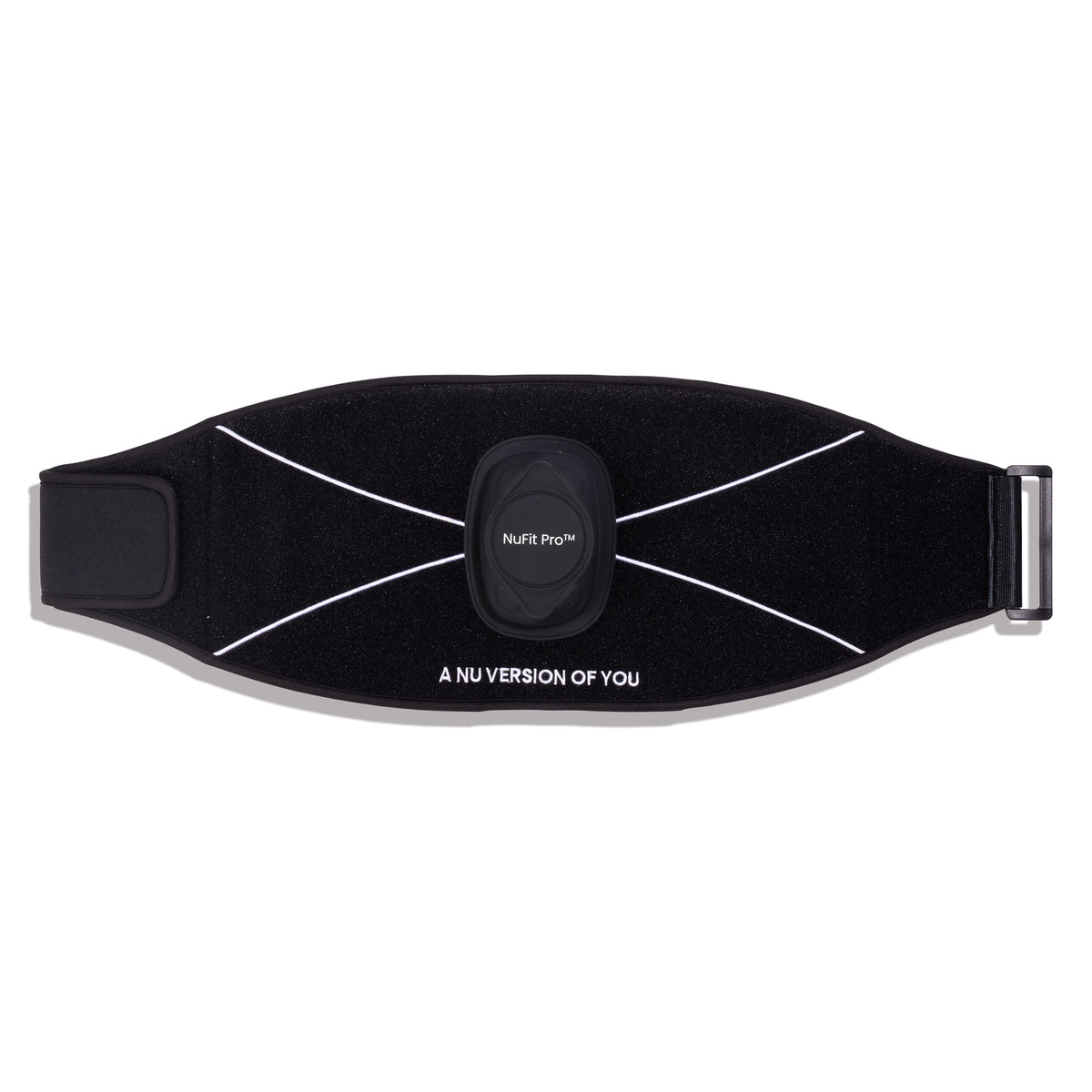 NuFit Pro EMS, LED and infrared toning belt, shown flat with its controller